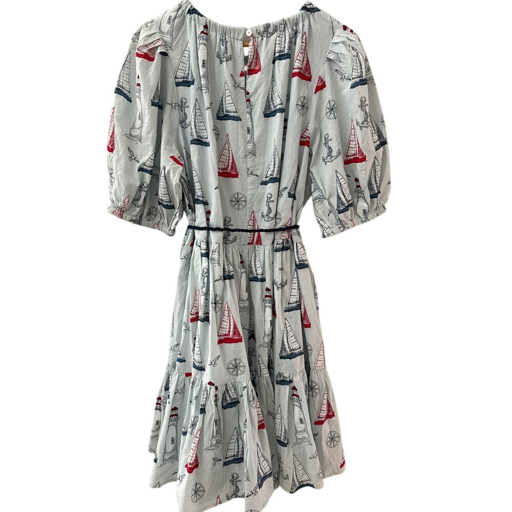 Pink Chicken The Emily Dress Tie Waist in Nautical Adventure Size XL - Picture 6 of 11